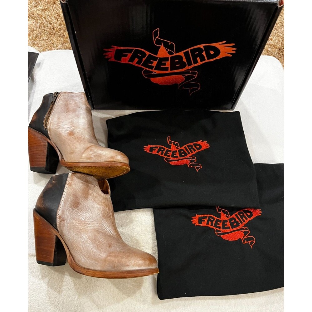 Freebird by Steven Distressed Brown and Black Ankle Boots - Picture 3 of 16